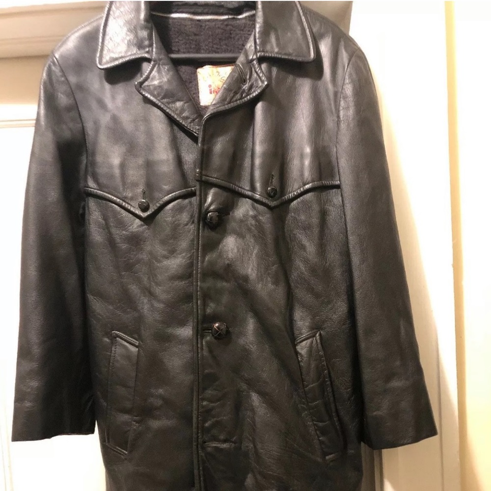 Vtg IRVIN FOSTER Black Leather CoatSIZE 44